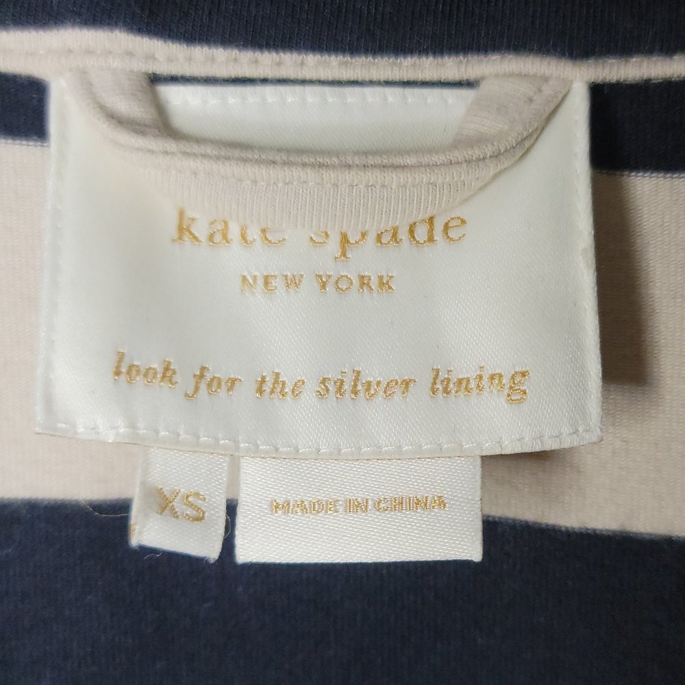Kate Spade Double Breasted Jacket Pleats Bow in Back Blue and White Stripes Belt - Picture 5 of 6